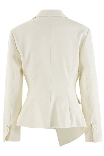 Apricot Peak Lapel Asymmetric Single Breasted Blazer